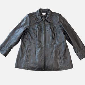 Denim & Co black GENIUNE LEATHER jacket! 2X